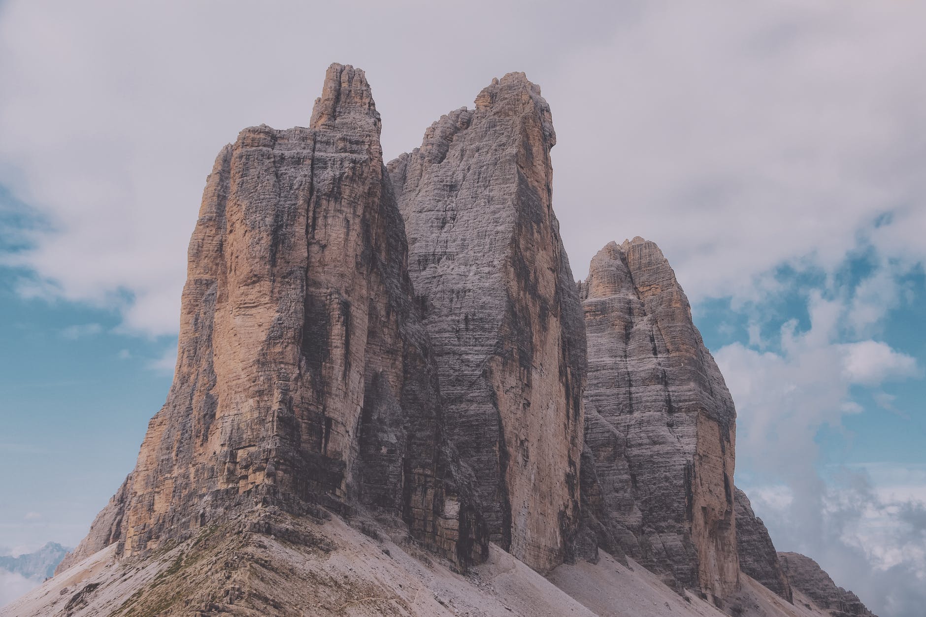 low angle photography of rock mountain